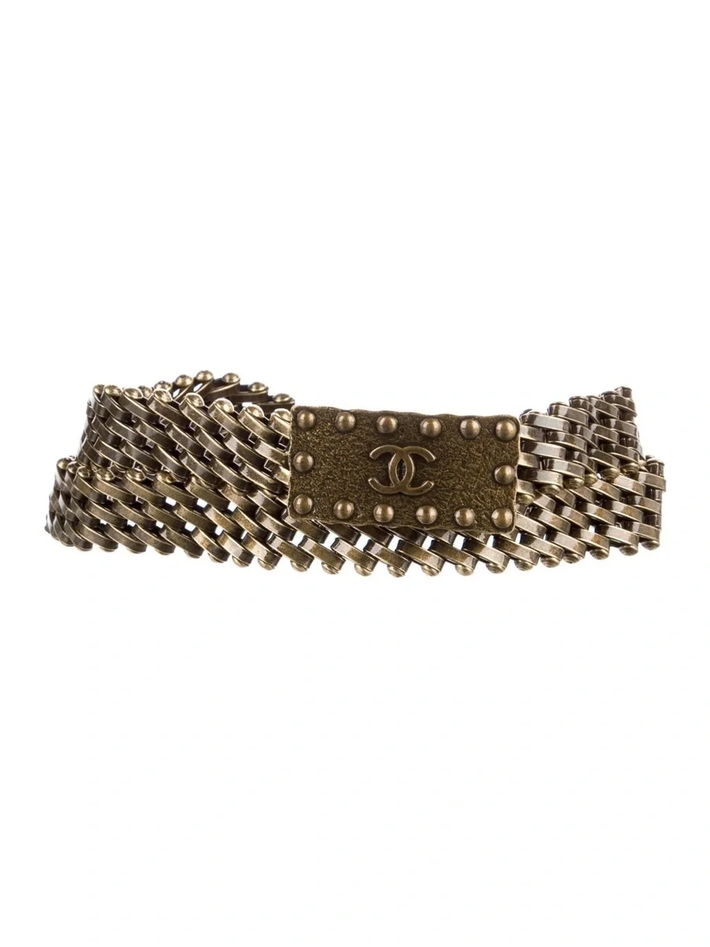 Authentic CHANEL brass buckle 1997 runway CC belt 74cm